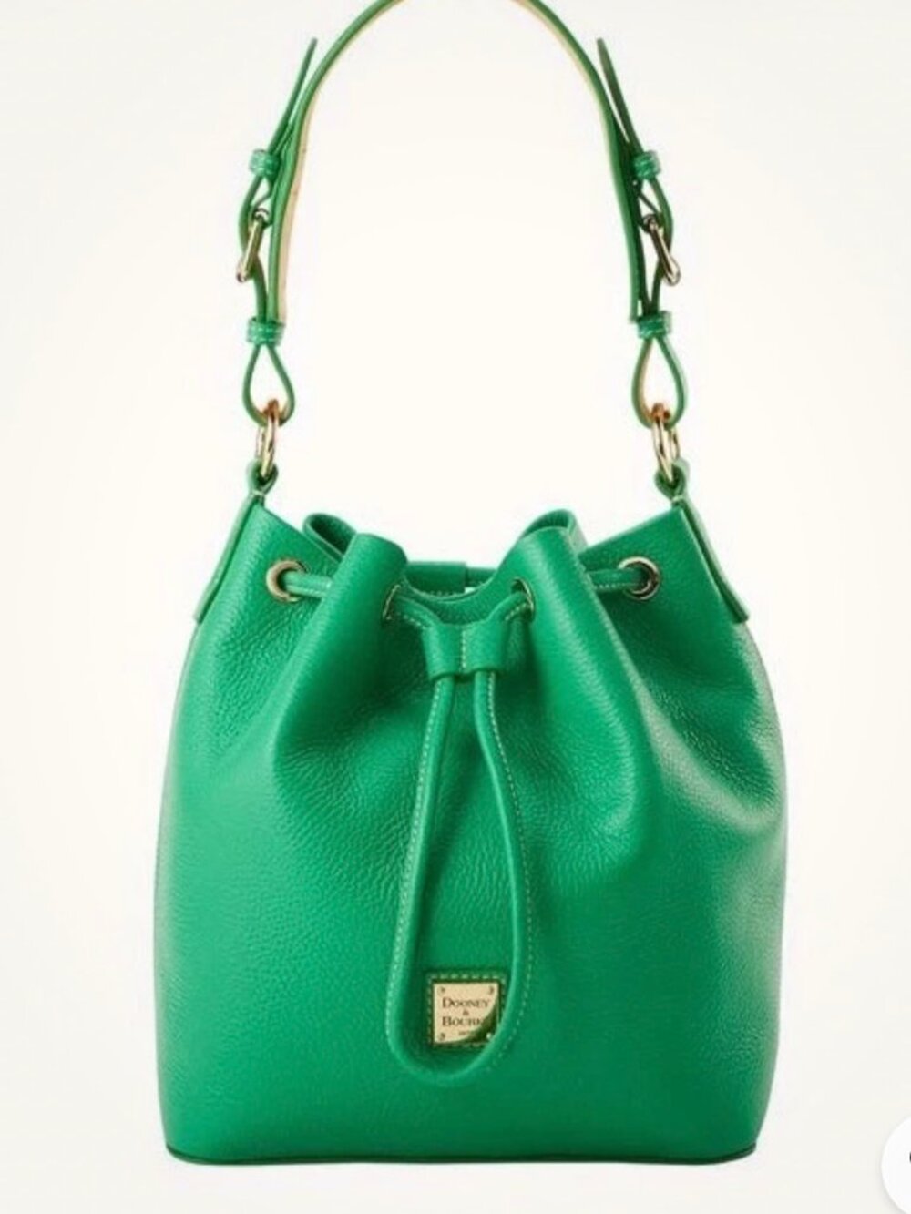 Dooney & Burke Drawstring Shoulder Bucket Bag Lucca Leather Kelly Grass Green - Picture 5 of 8